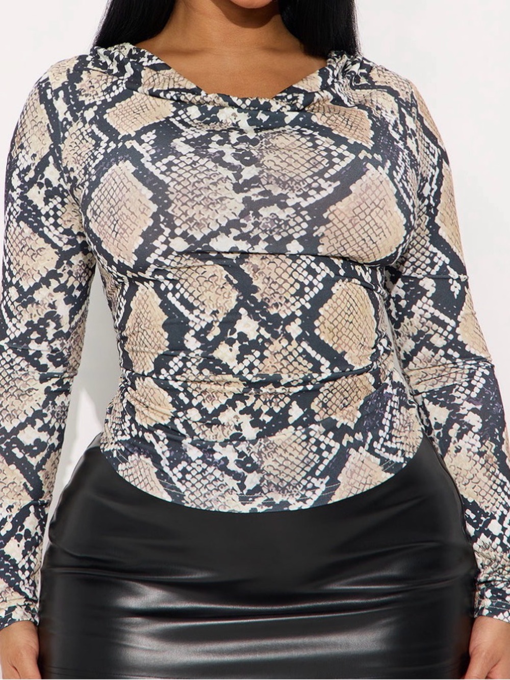 Long Sleeve Cowl
Neck Top - Black/combo size: M